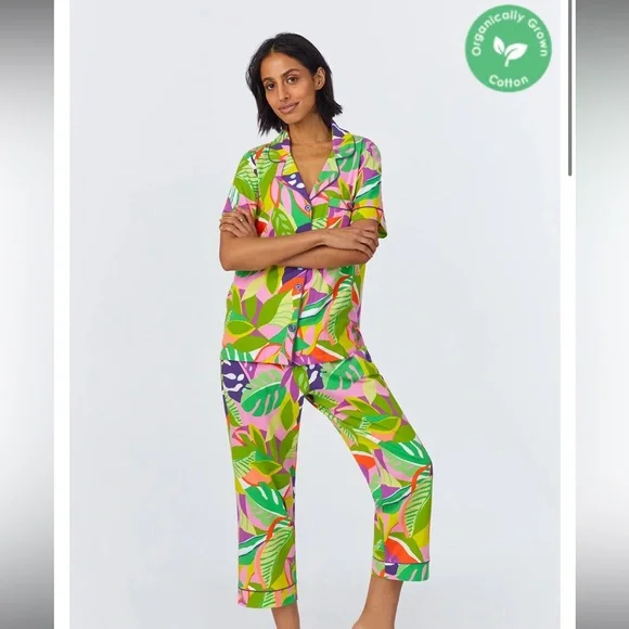 BEDHEAD X TRINA TURK SHORT SLEEVE CLASSIC CROPPED STRETCH JERSEY PJ SET - Picture 7 of 7